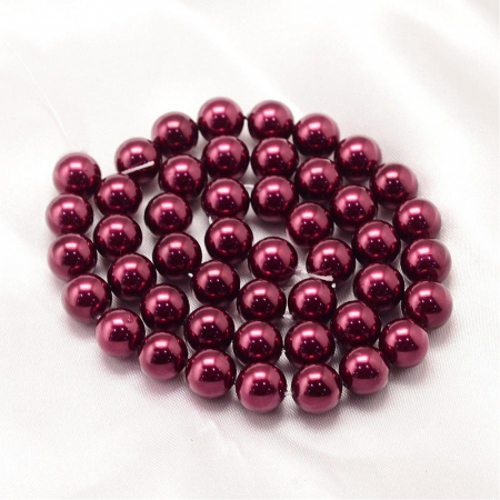 Perle de cultura - Perle rotunde shell pearl, 8 mm, dark red, rosu inchis, 1 bucata