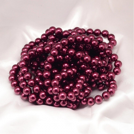 Perle rotunde shell pearl, 8 mm, dark red, rosu inchis, 1 bucata [2]