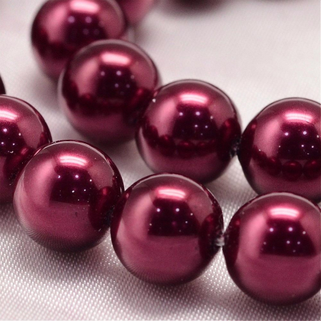 Perle rotunde shell pearl, 8 mm, dark red, rosu inchis, 1 bucata [1]