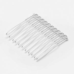 Accesorii par - Piepten metalic, din fier, argintiu inchis, 37x42x4mm 1 bucata