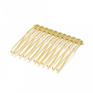 Accesorii par - Piepten metalic, din fier, auriu, 37x42x4mm 1 bucata