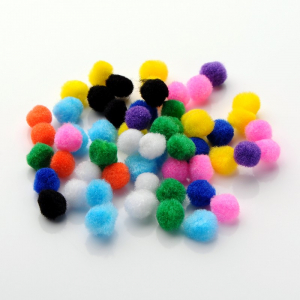 Accesorii diverse - Pom pom textil, multicolor, 10 mm -  100 bucati