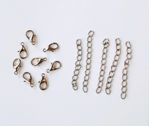 Inchizatori - REDUCERE Inchizatoare lobster claw (carabina) - 12x6 mm - si lant de prelungire (4,5 cm), argintiu antichizat - 100 seturi ISet1