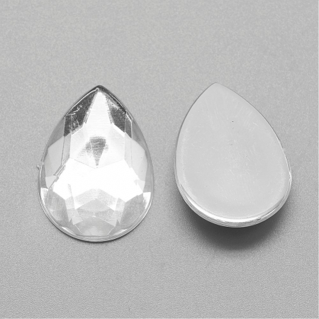 Rhinestones acrilic, lacrima fatetatea, caboson fara gaura, transparenta, 25x18x5 mm, 1 buc [1]