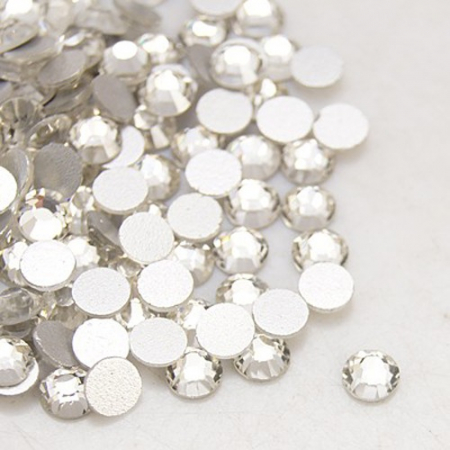 Accesorii metalice - Rhinestones din sticla, rotund fatetat, caboson fara gaura, transparenta, 3 mm, 1 buc