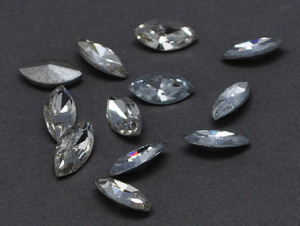 Rhinestones din sticla, fatetate, fara gaura, transparenta, 10X5 mm, 1 buc [3]