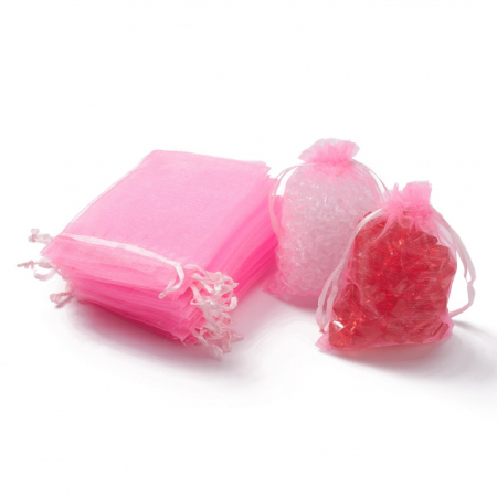 Ambalaje, cutii - Saculet organza roz, 9X7 cm, 1 bucata
