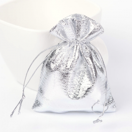 Ambalaje, cutii - Saculet organza argintiu, 9X7 cm, 1 bucata