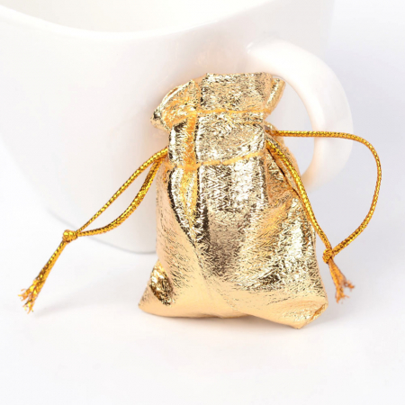 Ambalaje, cutii - Saculet organza auriu, 7X5 cm, 1 bucata