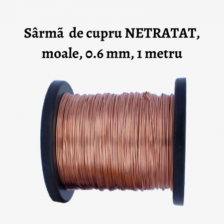 Sarma de modelaj - Sârmã de cupru NETRATAT, moale, 0.6 mm, 1 metru