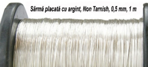 Sarma de modelaj - Sarma de cupru placata cu argint non tarnish - 0,5 mm - 1 metru