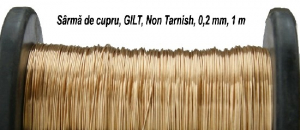 Sarma de modelaj - Sarma GILT - de cupru aurie - Non Tarnish - Moale - 0,2 mm - 1 metru