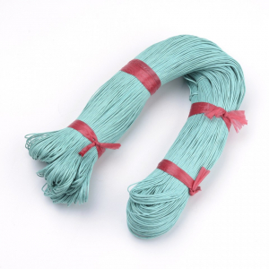 Snur bumbac cerat - Snur din bumbac cerat, culoare verde turcoaz, grosime 1 mm, 1 m