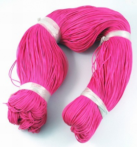 Snur poliester cerat - Snur din poliester cerat, impletit, culoare fucsia, roz aprins, grosime 1 mm, 1 m