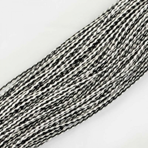 Snur - Snur impletit imitatie piele, culoare alb negru, grosime 3 mm, 1 m