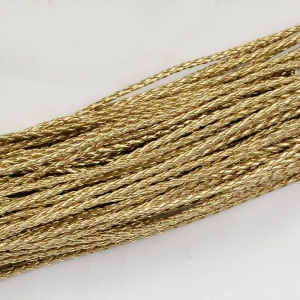 Snur - Snur impletit imitatie piele, culoare aurie, grosime 3 mm, 1 m