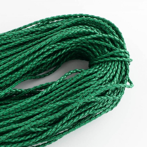 Snur - Snur impletit imitatie piele, culoare verde, grosime 3 mm, 1 m