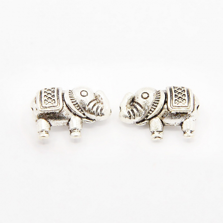 Charm, Pandant, Conector - Charm elefant argintiu, 8.5x12x4mm
