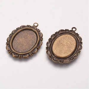 Caboson si suport caboson - Suport cabochon, culoarea bronzului antichizat, 13x17.5mm oval- 1 buc.