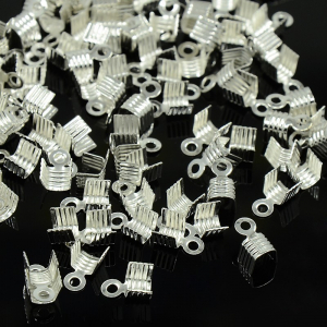 Capat de snur - Terminatie, capat de snur din alama argintie, 7X4mm, 1 bucata