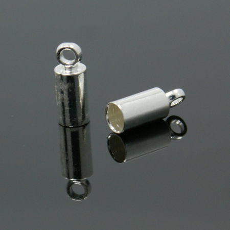 Capat de snur - Terminatie, capat de snur din alama argintie, 9x3.5x3mm, 1 bucata