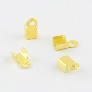 Capat de snur - Terminatie, capat de snur, auriu, 9x3.5x4mm, pentru snur de 1.5-2 mm, 50 bucati