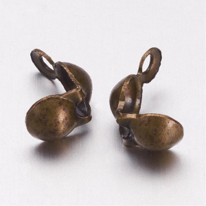 Capat de snur - Terminatie, capat de snur, culoarea bronzului antichizat, 8X4mm, 50 bucati