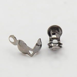 Capat de snur - Terminatie, capat de snur, culoarea gunmetal, negru, 8X4mm, 50 bucati