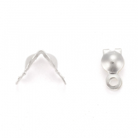 Capat de snur - Terminatie, capat de snur din alama argintie, 7 X 4 mm, 1 bucata