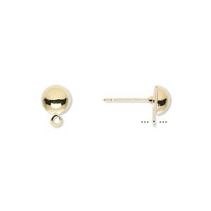 Accesorii Cercei - Tortite cercei stud din alama placata cu aur, 6 mm cercei cu tija 1 pereche Cod TSGP1