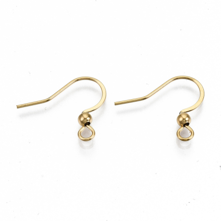 Tortite pentru cercei - Tortițe pentru cercei tip French Hook din oțel inoxidabil 304, cu buclă orizontală, placate cu aur 18K – 15~17 mm, 1 pereche