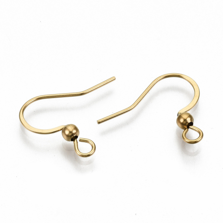 Tortițe pentru cercei tip French Hook din oțel inoxidabil 304, cu buclă orizontală, placate cu aur 18K – 15~17 mm, 1 pereche [1]
