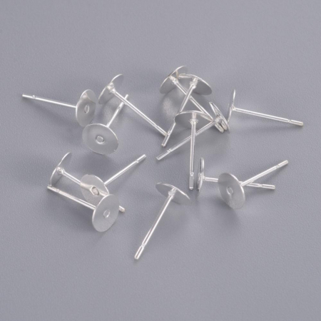 Tortite pentru cercei - Tortite cercei stud cu suport (platou) de 6 mm din alama argintie, 1 pereche Cod TSAA3