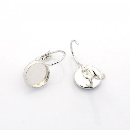 Tortite cercei leverback cu suport caboson rotund de 10 mm, alama, culoarea platinei, 1 pereche [2]
