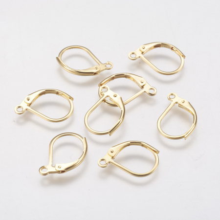 Tortițe pentru cercei tip leverback din oțel inoxidabil 304, cu buclă, placate cu aur 18K – 15x11 mm, 1 pereche [1]