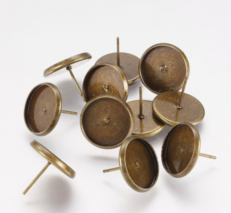 Tortite cercei stud, culoare bronz antichizat cu platou suport caboson de 12 mm cercei cu tija [1]