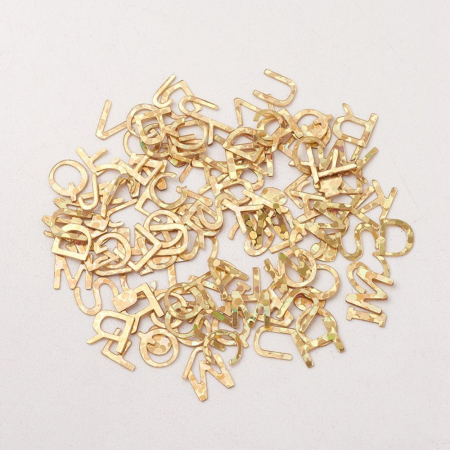 Ornament paiete din plastic, literele alfabetuluin aurii, 5,5 mm, 50 g [2]