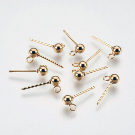 Tortite pentru cercei - Tortițe tip bilă din inox 304, cu buclă verticală, placate cu aur 18K prin Ion Plating – 5 mm 1 pereche