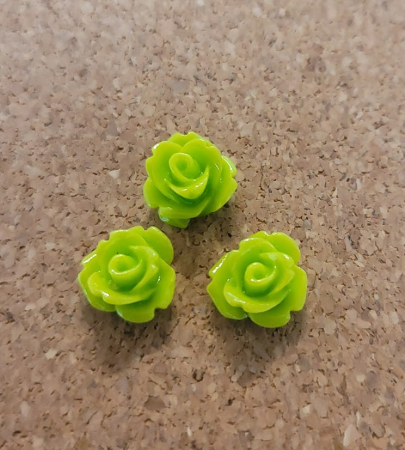 Caboson si suport caboson - Trandafir caboson din rasina, 10 mm, verde galbui, 1 buc