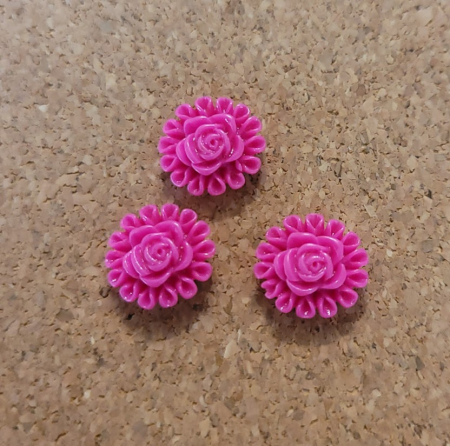 Caboson si suport caboson - Floare caboson din rasina, 13 mm, roz aprins, 1 buc