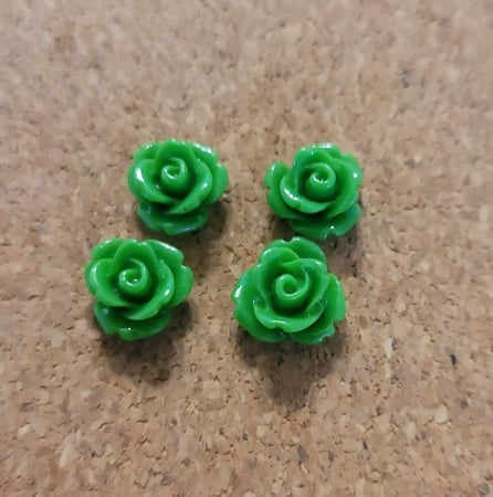 Caboson si suport caboson - Trandafir caboson din rasina, 10 mm, verde, 1 buc