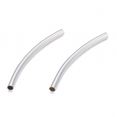 Margele metalice - Tub din alama placata cu argint 925, margele metal 30x2mm, 1 buc