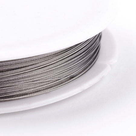 Terminatii - Sarma flexibila pentru insirat margele, tip Tiger Tail, din otel, 0.35 mm, 1 mosor de 50 m