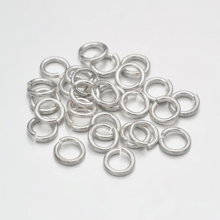 Argintii - Zale deschise din alama argintii 5 mmX0,8 mm grosime, 1 bucata