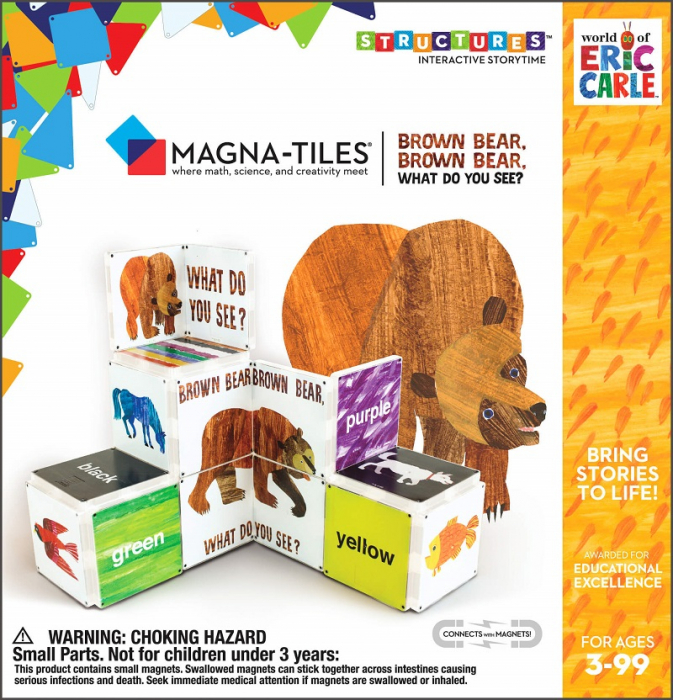 Set de constructie piese magnetice, CreateOn Magna-Tiles -  Ursule brun, ursule brun, tu ce vezi? By Eric Carle, 16 piese [1]