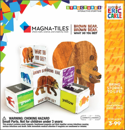 Set de constructie piese magnetice, CreateOn Magna-Tiles -  Ursule brun, ursule brun, tu ce vezi? By Eric Carle, 16 piese [0]
