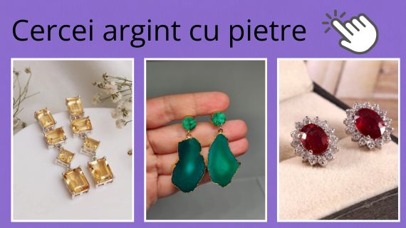 Cercei argint cu pietre