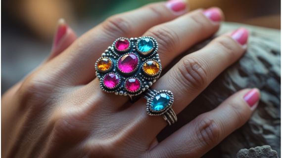Inele handmade din argint cu pietre