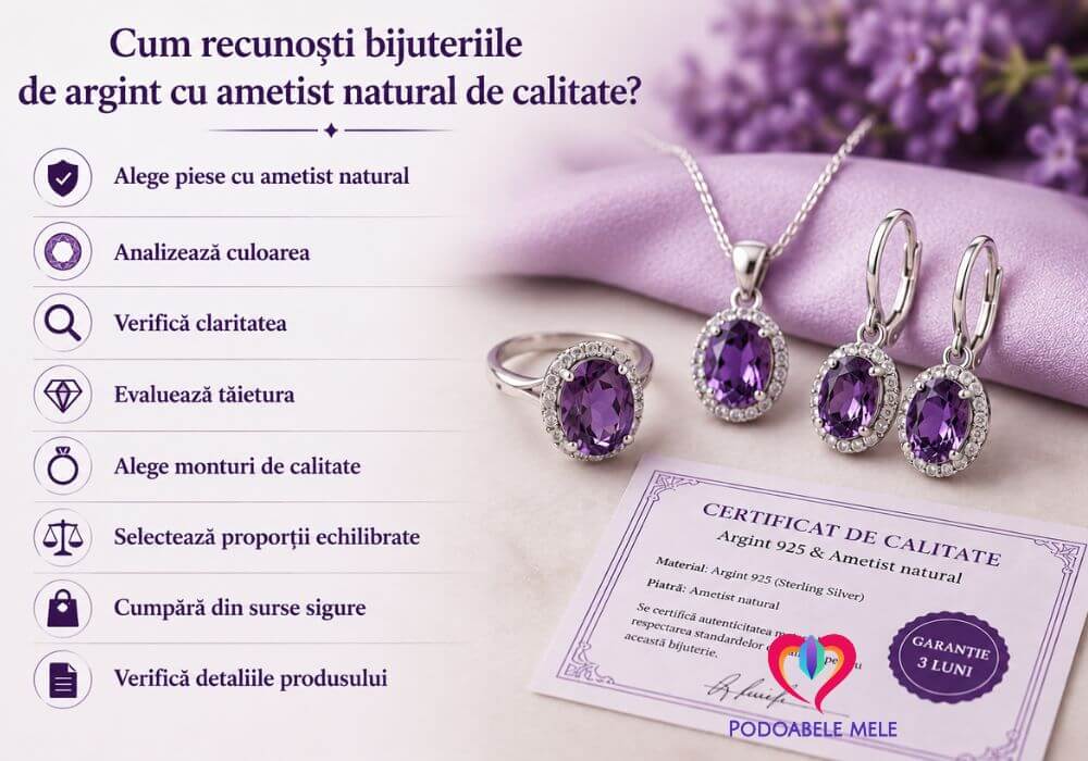 cum recunosti bijuteriile de argint cu ametist natural de calitate