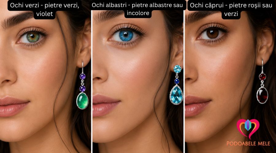 cercei argint cu pietricele in functie de culoarea ochilor